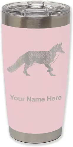 Vista 12 de LaserGram Vaso aislado al vacío de 20 onzas, zorro, grabado personalizado incluido (negro)