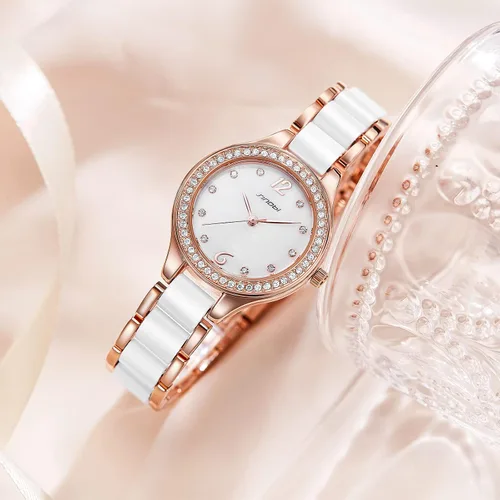 Vista 7 de SINOBI Relojes analógicos de cuarzo para mujer, pulsera de diamantes para mujer, reloj impermeable para mujer, 9581-oro, Relojes de cuarzo