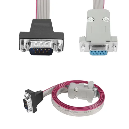 Vista 2 de Cable plano DB9, paquete de 2 cables serie RS232 macho a hembra (5.9 ft/5.9 pies)