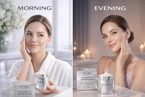 Vista 7 de EVYRA Collagen 7X Crema peptídica – Niacinamida y ácido tranexámico hidratante facial con baquuchiol, péptidos de cobre, ceramida y ácido