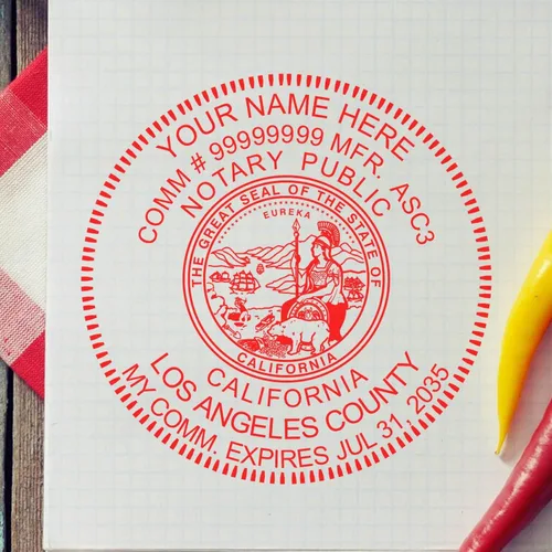 Vista 6 de Sello notario de California preentintado – Sello notario redondo MaxLight Premium para Notario Público de California, tamaño 1-5/8 – Sello