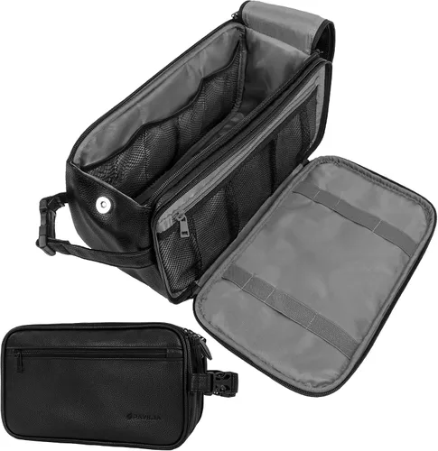 Vista 10 de PAVILIA - Neceser para hombre, kit de afeitado para viaje, neceser de viaje para hombres, organizador de artículos de aseo para el cuidado personal