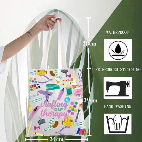 Vista 2 de WZMPA Kit de supervivencia para manualidades, regalos para manualidades, álbumes de recortes, maquillaje, cremallera, bolsa de mercancía, Terapia
