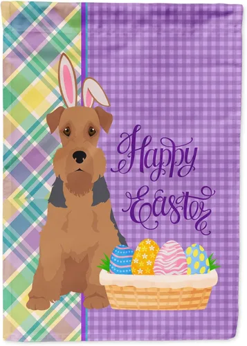 Vista 127 de Caroline's Treasures WDK4925GF Bandera de Pascua Airedale Terrier negra y tostada, tamaño jardín, bandera decorativa para patio exterior, patio