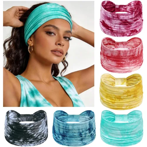 Vista 9 de Awumbuk Diademas anchas para mujeres anudadas antideslizantes bandas para la cabeza suaves diadema turbante accesorios para el cabello boho africano