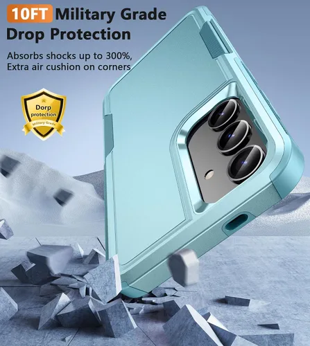 Vista 247 de FNTCASE Funda para iPhone 17 Pro: Fundas delgadas translúcidas de color azul claro compatibles con MagSafe, protección completa de la cámara