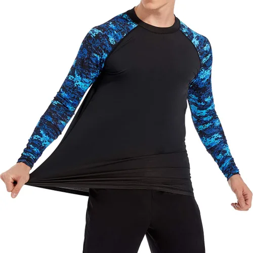 Vista 6 de UPSOWER Men's Rash Guard Long Sleeve UPF50+ Swim Shirts