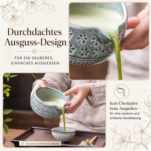 Vista 6 de Buucup Juego de batidor de matcha, kit de matcha de cerámica que incluye cuenco matcha, batidor y soporte, cuchara de bambú, soporte para cucharada
