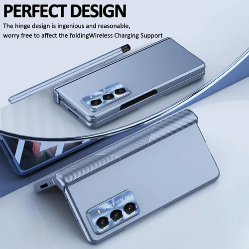 Vista 7 de Funda para Samsung Galaxy Z Fold 5 con soporte para S Pen y S Pen, protección creativa de dos bisagras y protector de pantalla frontal, funda