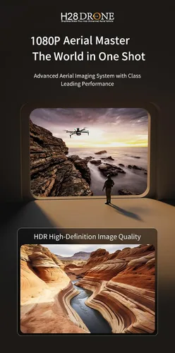 Vista 3 de Dron con cámara 1080P – Cuadricóptero plegable de control remoto con control de gestos de voz, equipado con un control remoto de pantalla de 2.4
