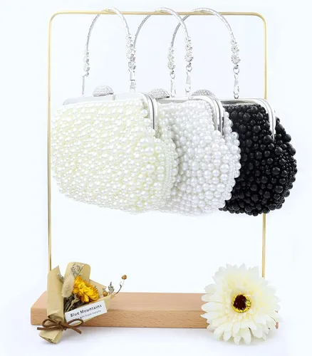 Vista 6 de TOPFIVE - Bolso de mano con cuentas de perlas para mujer para boda fiesta cóctel fiesta