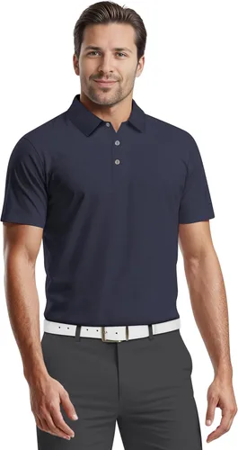 Vista 18 de PGA Tour Men's Airflux Solid Mesh Short Sleeve Classic Golf Polo Shirt Asfalto