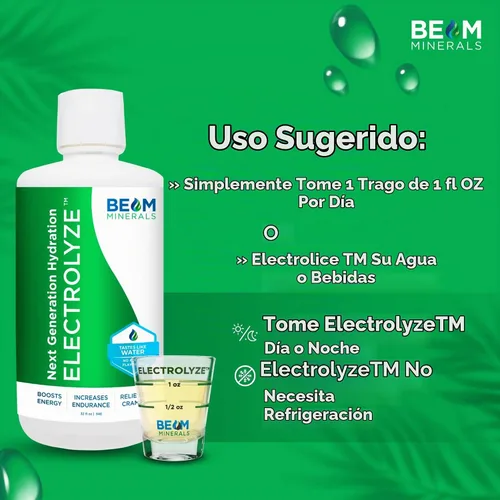Vista 5 de BEAM Minerals Electrolyze Reabastecimiento de electrolitos líquido Todos los electrolitos, sin toda la sal 32 fl Oz Electrolizar