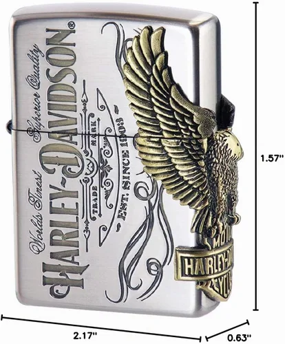 Vista 4 de Zippo HDP-75 Encendedor, plata, modelo Harley-Davidson Japan Limited, procesamiento de 3 lados