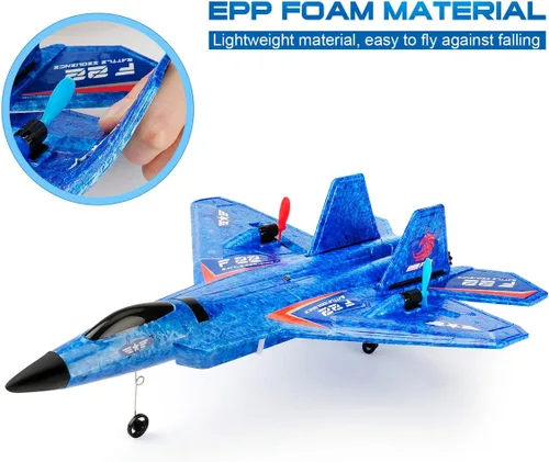 Vista 7 de Avión RC, avión RC F22 listo para volar, avión de control remoto de 2.4 GHz, avión de control remoto de 2 canales, juguete de aviones RC para niños