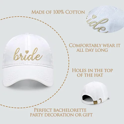 Vista 5 de PartyGifts&beyond Sombrero de béisbol de dama de honor, paquete de 6 sombreros de despedida de soltera, sombrero de escuadrón de novia para regalo