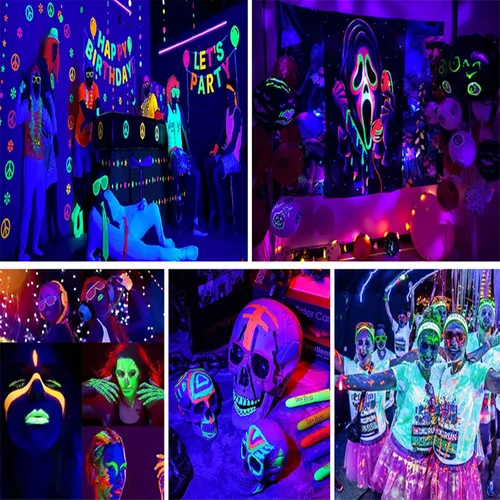 Vista 6 de Luces de fiesta de discoteca 2 en 1 con luz negra, luz de bola de discoteca UV de 10 W con luz estroboscópica activada por sonido, luces de fiesta