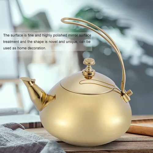 Vista 4 de Hervidor de té de acero inoxidable, cafetera de 1,5 litros, tetera silbante con mango extraíble y colador de malla, para todas las estufas, para té
