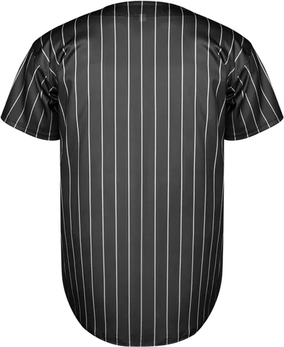 Vista 3 de Camiseta de béisbol en blanco con botones y manga corta estilo hipster hip hop