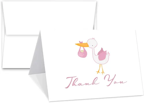 Vista 7 de Tarjetas de felicitación de agradecimiento de cigüeña azul para bebé, saludos de baby shower, invitación, felicitaciones, celebración, celebración