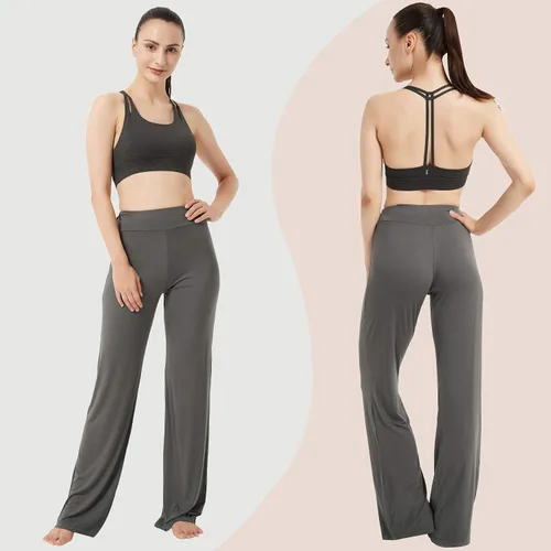 Vista 2 de FELEMO Pantalones deportivos de yoga con control de abdomen para mujer, ajuste holgado