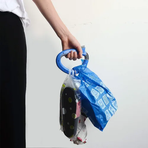 Vista 3 de Paquete de 2 bolsas de comestibles, bolsa de plástico, asa de transporte, soporte para bolsa de compras (color aleatorio)