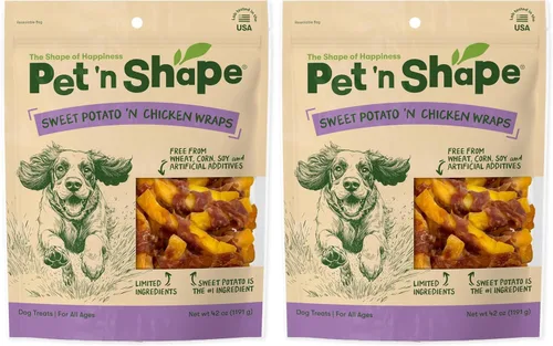 Vista 13 de Pet 'n Shape Sweet Potato Chews – Golosinas naturales de batata envuelta en pollo para perros - 42 onzas