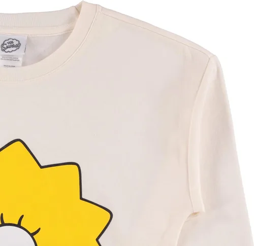 Vista 4 de The Simpsons Sudadera de cuello redondo para mujer, sudadera de Lisa, Bart and Homer Simpson, sudadera de cara grande con cuello redondo