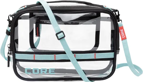 Vista 17 de CORE Bolso transparente aprobado para estadios con correa ajustable Diseño de bolso ligero con compartimentos seguros con cremallera