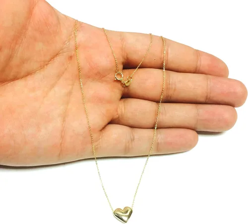 Vista 5 de Jewelry Affairs Collar con colgante de corazón inflado de oro real de 10 quilates, 18