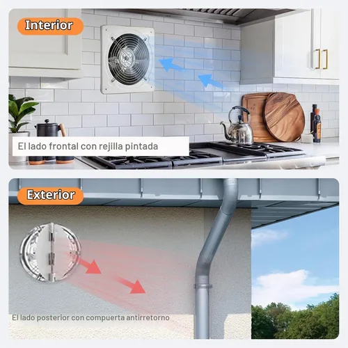Vista 6 de Ventilador de escape de 6 pulgadas con controlador de velocidad, ventilador de ventilación de montaje en pared