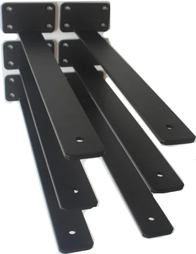 Vista 43 de Paquete de 2 - Soportes de estante en L ocultos negros de 4 pulgadas (1/5 pulgada de grosor) Soportes de estante flotante de hierro Soportes