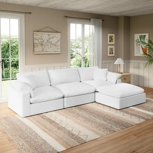 Vista 8 de Sofá modular modular con asiento profundo extra cómodo, sofás modernos negros para sala de estar, apartamento, oficina, espacio pequeño