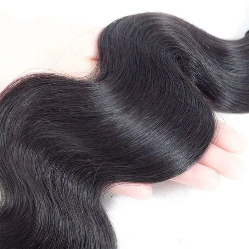 Vista 5 de Body Wave Human Hair Bundles with Closure 10A Brazilian Human Hair 3 Bundles with 4x4 HD Lace Closure Free Part 100% Unprocessed Virgin Hair Natural