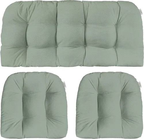 Vista 23 de RSH DECOR: Sunbrella - Juego de 3 cojines de mimbre copetudos 41 x 19 pulgadas y 19 x 19 pulgadas Fabricado con tela de rendimiento Sunbrella