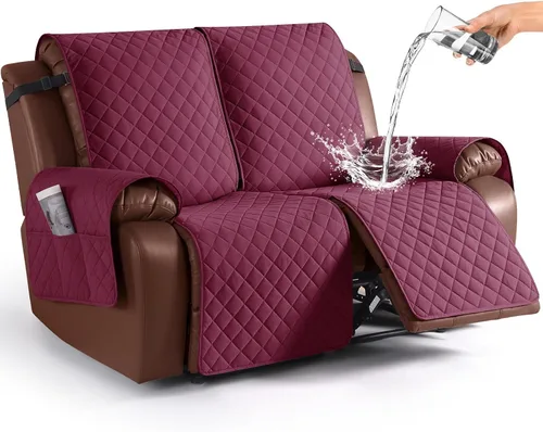 Vista 26 de KinCam Funda impermeable para sofá biplaza reclinable, funda antideslizante para sofá reclinable de 2 asientos, funda de sofá reclinable, protector