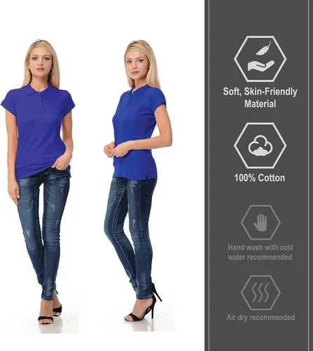 Vista 5 de FRESH TEE Polo de manga corta 100% algodón ajustado para mujer