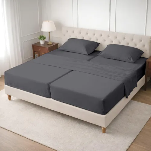 Vista 12 de SGI bedding Sábana Queen de 28 pulgadas con cabecera flexible y parte superior dividida, 100% algodón egipcio - 600 número de hilos, sábanas