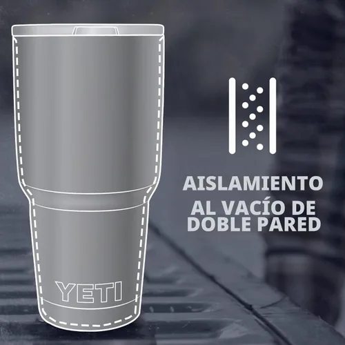 Vista 3 de YETI Rambler - Vaso de 30 oz, acero inoxidable, aislado al vacío con tapa MagSlider, color carmesí Amarillo