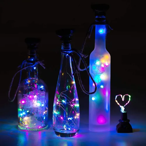 Vista 5 de YJFWAL Paquete de 12 luces solares mejoradas para botellas de vino, 20 luces LED impermeables de cobre, luces de cadena de corcho para decoración