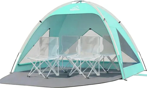 Vista 24 de Wolfwise Tienda de campaña de playa para 3 personas con protección UV UPF 50+, tiendas de campaña de playa con suelo extensible para privacidad, 3