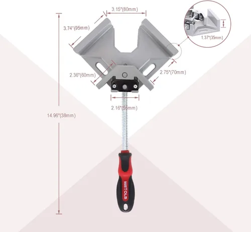 Vista 3 de WETOLS Abrazadera de Esquina para Carpintería 4PCS Abrazadera de Ángulo Recto de 90 Grados con Mordaza Basculante Ajustable de Aleación de Aluminio