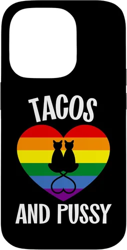 Vista 17 de Funda Queer para iPhone 14 Pro Max Lesbian Pride Stuff Tacos y Pussy Cats