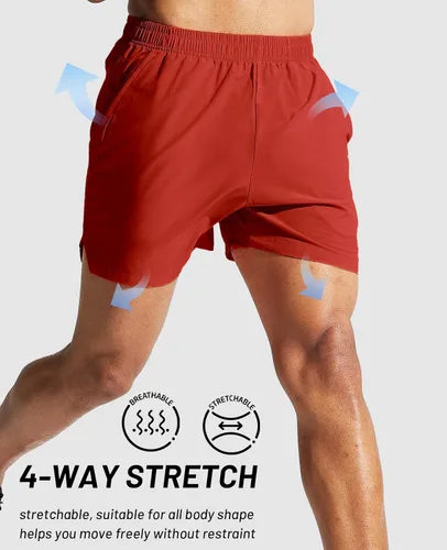 Vista 6 de MIER Pantalones cortos deportivos para correr de 5 pulgadas para hombre con bolsillos, de secado rápido, ligeros, pantalones cortos de entrenamiento