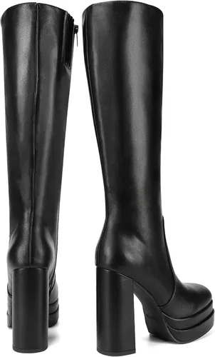 Vista 3 de DREAM PAIRS Botas altas hasta la rodilla con plataforma para mujer, botas Gogo largas y gruesas para otoño