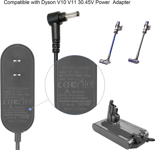 Vista 2 de LEFXMOPHY Cable de extensión para aspiradora de mano inalámbrica Dyson V10 V11, adaptador de corriente de 30.45 V, cable de 10 pies de largo