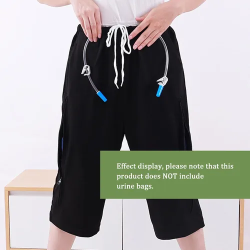 Vista 8 de Pantalones recortados con catéter, bolsa de orina, pantalones recortados para hombres y mujeres, pantalones de cuidado de incontinencia de doble