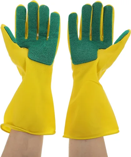 Vista 4 de iplusmile 1 par de guantes de látex guantes de limpieza para el hogar, guantes de lavandería, herramientas de limpieza para el hogar, almohadilla