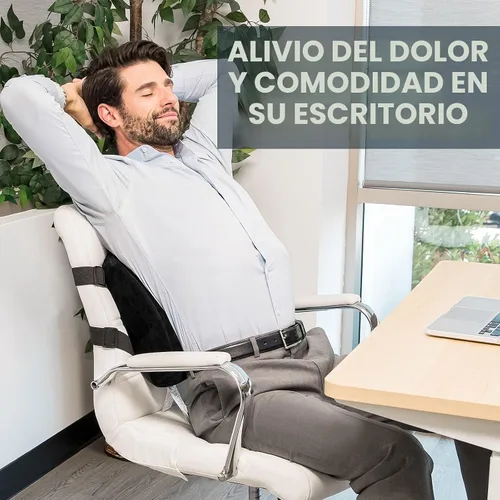 Vista 3 de ComfiLife - Cojín de respaldo lumbar para silla de oficina y asiento de coche, de espuma viscoelástica, con correa ajustable y malla 3D transpirable