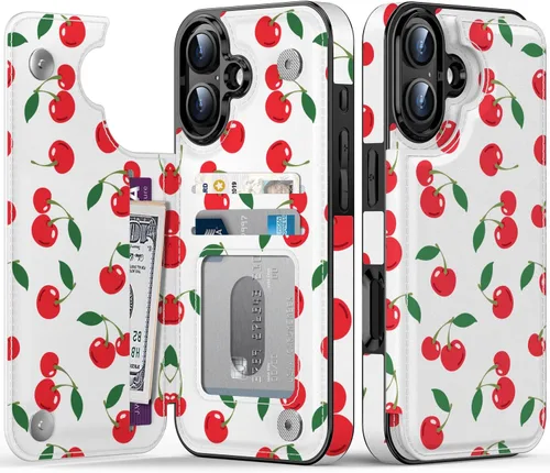 Vista 76 de FUNMIKO Funda tipo cartera para iPhone 13 con tarjetero, bloqueo RFID, protección de grado militar y obras de arte impresas con rayos UV, cierre